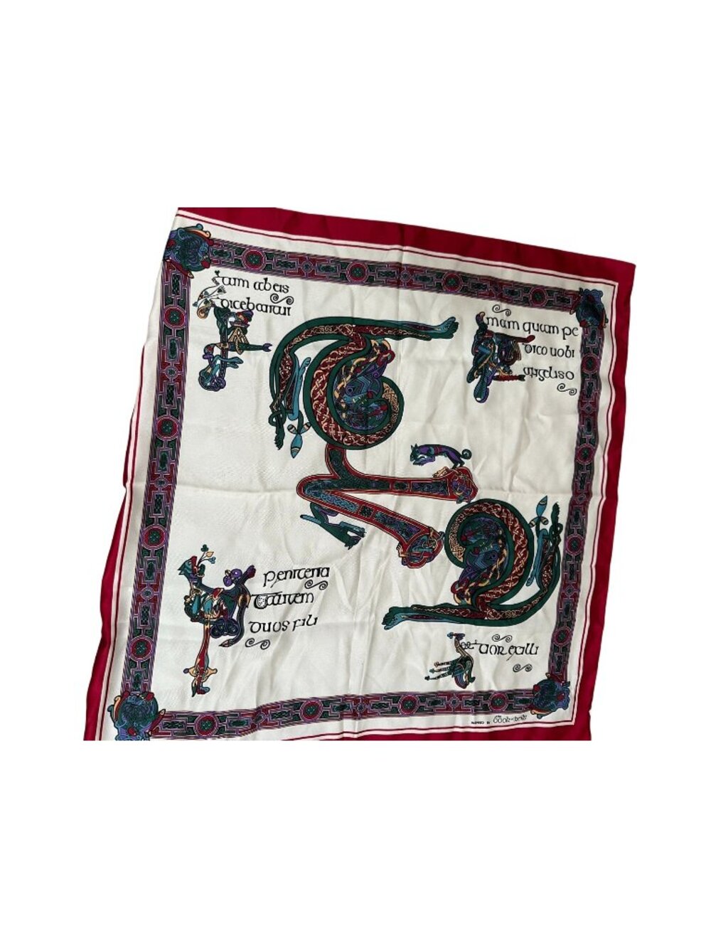 Celtic Design Square Scarf 100% Polyester Red/White inspired by book of Kells